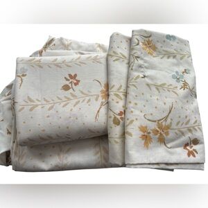 VINTAGE Fall Floral Fabric Double Full Fitted Sheet Set